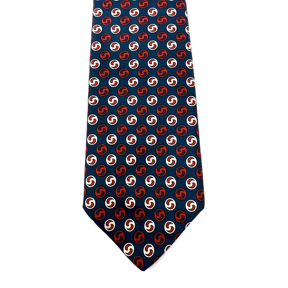 Brooks‎ Brothers Makers 100% All Silk Navy Red White Swirl Pattern Men's Necktie